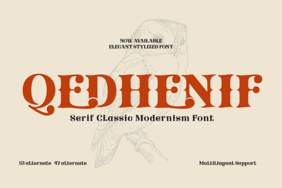 Qedhenif: A Retro Display Font for Elegant Editorial Design